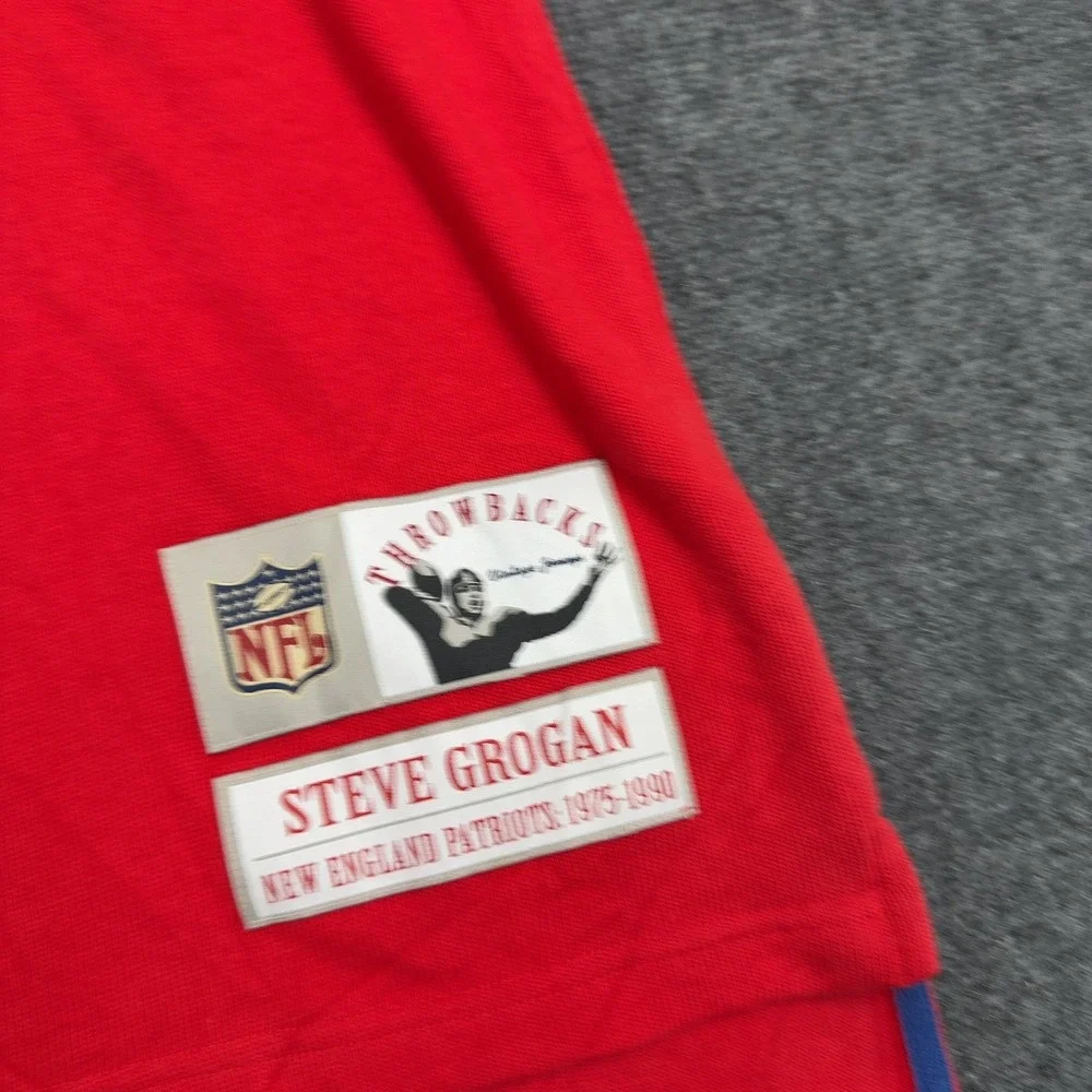 New England Patriots Reebok Jersey L Red Cotton Steve Grogan Heavyweight Vintage